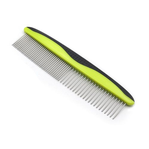 Dog Comb for Removes Tangles and Knots - Cat Comb for Removing Matted Fur - Grooming Tool with Stainless Steel Teeth and Non-Slip Grip Handle - Best P