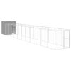 Dog House with Run Light Gray 65"x500.4"x71.3" Galvanized Steel