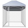 Outdoor Dog Kennel with Canopy Top 150.4"x75.6"x88.6"