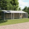 Dog Cage with Roof and Doors Gray 19.7'x6.6'x6.6' Galvanized Steel
