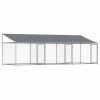 Dog Cage with Roof and Doors Gray 19.7'x6.6'x6.6' Galvanized Steel