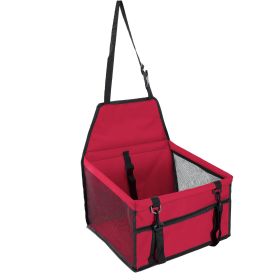 Dog Booster Car Seat Foldable Dog Booster Seat Pet Travel Carrier w/ Clip-on Safety Leash Zipper Storage Pocket for Small Medium Pets Up to 20Lbs (Option: PetTravelCarrierRed)