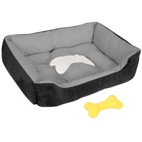 Pet Dog Bed Soft Warm Fleece Puppy Cat Bed Dog Cozy Nest Sofa Bed Cushion Mat For S/M Dog (Option: PetBedBlackL)