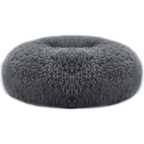 Pet Dog Bed Soft Warm Fleece Puppy Cat Bed Dog Cozy Nest Sofa Bed Cushion For S/M Dog (Option: PetCalmingBedDGrayL)