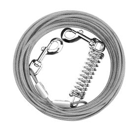 29.5FT Dog Tie Out Cable Long Dog Leash Chew Proof Lead Dog Chain with Durable Spring 360° Rotatable Clips PVC Case for Outside Yard Caming (Option: TieOutCableGrey9M)