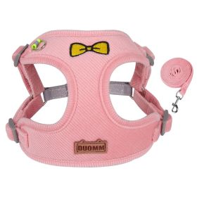 dog Harnesses and dog leash set; Pet Traction Rope Vest Pet Chest Strap Small and Medium Dog Strap Reflective Dog Walking Rope Wholesale (Specification (L * W): M, colour: Powder)
