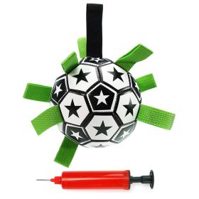 Dog Soccer Ball Toys with Straps, Interactive Dog Toy for Tug of War, Puppy Birthday Gifts, Dog Tug Toy, Dog Water Toy (Color: Black and White, size: L)