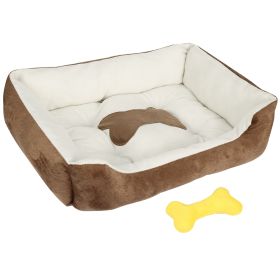 Pet Dog Bed Soft Warm Fleece Puppy Cat Bed Dog Cozy Nest Sofa Bed Cushion Mat For S/M Dog (Option: PetBedBrownXL)