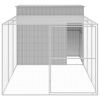 Dog House with Run Light Gray 84.3"x179.9"x71.3" Galvanized Steel