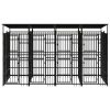 Outdoor Dog Kennel with Roof Steel 79.3 ftÂ²