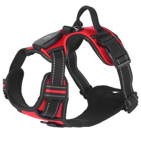 Light Up Dog Harness Rechargeable LED Dog Harness No Pull Lighted Dog Vest with Handle for Small/Medium/Large Dogs (Option: DogHarnessRedL)